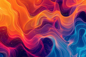 Fototapeta premium A colorful, abstract painting with a blue and orange swirl
