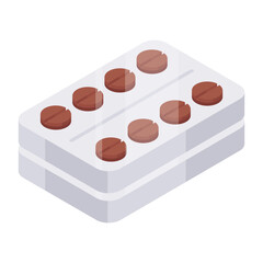 An editable design icon of pills strip

