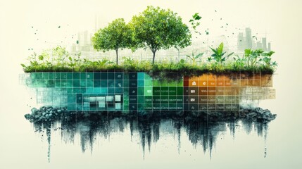 Emerald green microfinance illustration symbolizing climate resilience growth