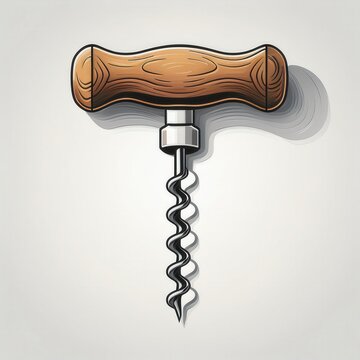 wooden corkscrew on white background clip art preview