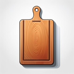 Wooden Cutting Board Icon with Handle and Juice Groove for Food Prep or Kitchen Design Elements. Vector Illustration of a Rustic Chopping Surface for Culinary or Cooking Applications
