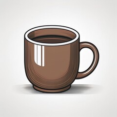 Stylized Brown Coffee Mug Vector Illustration. Ideal for Coffee Shop Branding, Digital Design Projects, Menu Icons, Beverage Packaging, or UI/UX Elements in Mobile Apps and Websites