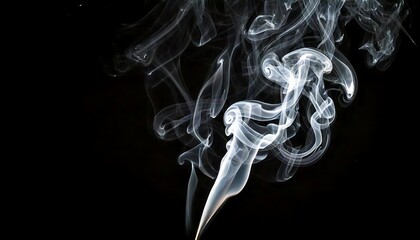 Abstract Smoke Trails from an Incense Stick Against Black Background
