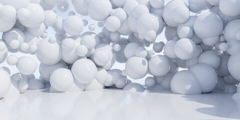 Abstract 3D White Spheres Composition