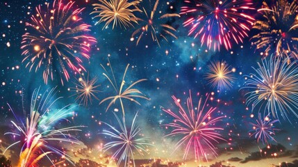 Fototapeta premium A colorful fireworks display in the sky