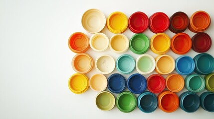 Colorful Circular Plates on White Background