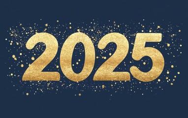 A modern poster design for Happy New Year 2025, highlighting a striking "2025" logo 
