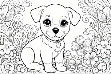 Obraz premium Cute Dog Coloring Book Page