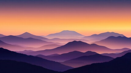 Fototapeta premium Majestic Purple Mountain Range Silhouette at Sunset - Stunning Landscape Photography.