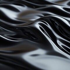 Obraz premium Abstract Black Liquid Surface with Smooth Wavy Texture - 3D Render