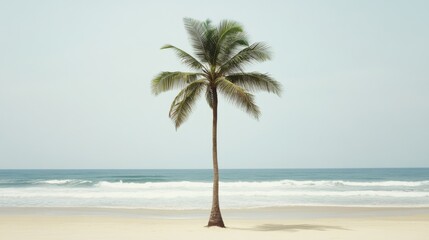 Solitary Palm Tree on a Serene Beach