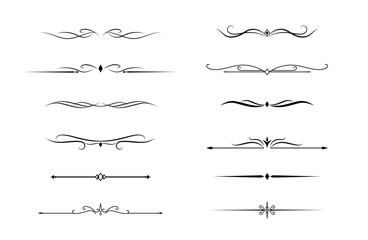 Obraz premium Set of Vintage decorative lines. text dividers. Line border. Lines separators, Borders, Vintage dividers, Underline elements. Vector illustration