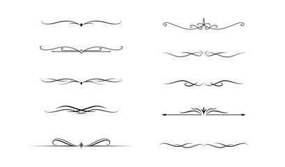 Set of Vintage decorative lines. text dividers. Line border. Lines separators, Borders, Vintage dividers, Underline elements. Vector illustration