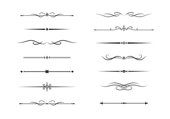 Set of Vintage decorative lines. text dividers. Line border. Lines separators, Borders, Vintage dividers, Underline elements. Vector illustration