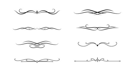 Obraz premium Set of Vintage decorative lines. text dividers. Line border. Lines separators, Borders, Vintage dividers, Underline elements. Vector illustration