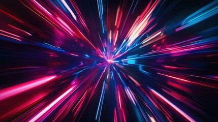 Fototapeta premium Abstract Neon Lights Background - Pink Blue Speed Lines.