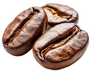Three coffee bean with transparent background