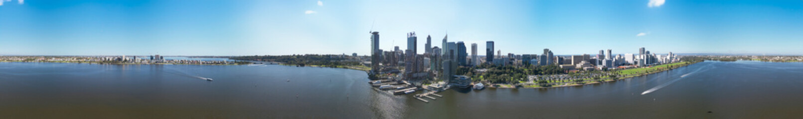 Obraz premium Aerial view of Perth Cityscape and Swan River, Australia