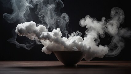 Elegant White  Smoke on Dark Background Copy Space