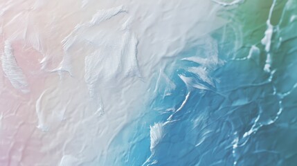 Obraz premium Painting of a blue and white ocean with a pink and white sky