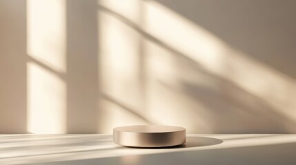 Exploring the Serene Beauty of Minimalist Design A Soft Circular Object Casts Gentle Shadows on a Warm Wall