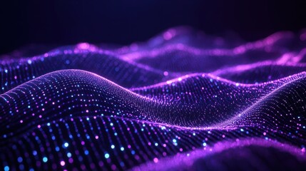 Fototapeta premium Abstract Purple and Blue Digital Landscape with Glowing Lights - Futuristic Technology Background