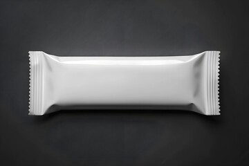 Single white snack bar packaging mockup on a dark background. Great for minimalistic product branding and food packaging presentations.
