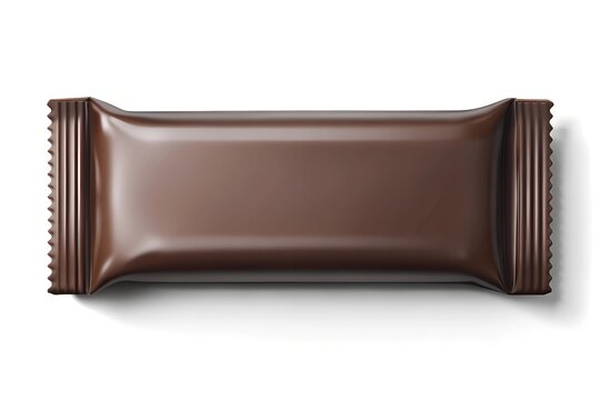 Blank dark brown snack bar packaging mockup on a clean white background. Suitable for chocolate or premium snack product branding and packaging designs.