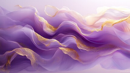 Obraz premium Abstract purple and gold wave patterns.