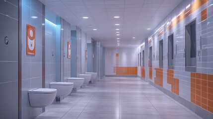 Gender-Neutral Restroom Signage A modern facility featuring gender-neutral restroom signage, promoting inclusivity and respect for all gender identities.