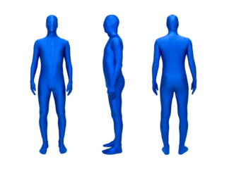 Mysterious blue men in blue suit