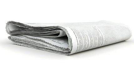 Rolled up Newspaper on White Background.