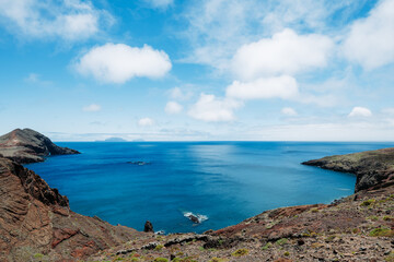 ocean, sea, waves, bay, blue sky and water, magnificent coastline landscape of Atlantic island