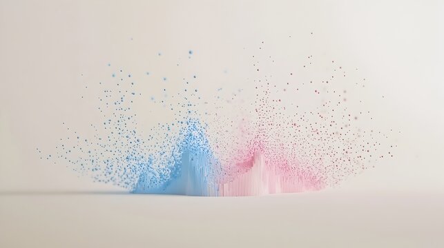 Floating 3D Scatter Plot in Pastel Pink and Blue on Beige Background,Visual Data Concept