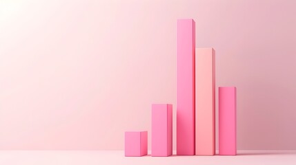 Fototapeta premium Vibrant 3D Bar Graph on Pastel Backdrop with Ample Copy Space for Business Data Visualization and