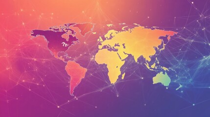 Fototapeta premium Colorful Abstract World Map with Network Connections
