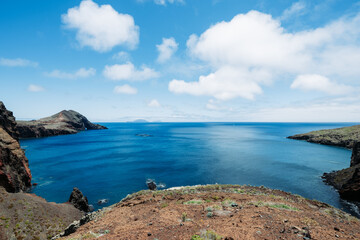 ocean, sea, waves, bay, blue sky and water, magnificent coastline landscape of Atlantic island