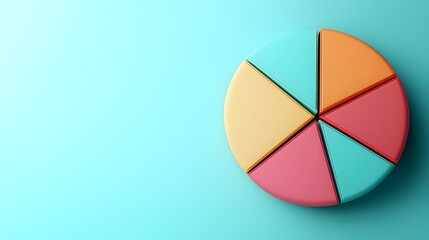 Obraz premium Colorful 3D Circular Graph with Rounded Segments on Pastel Teal Background,Creative Data