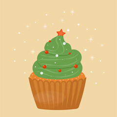 Christmas and Happy New Year illustration with christmas sweet