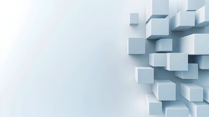 Naklejka premium Minimalist 3D Cubic Shapes in Soft Grey Tones on Clean Background