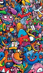 A colorful, abstract doodle art design.