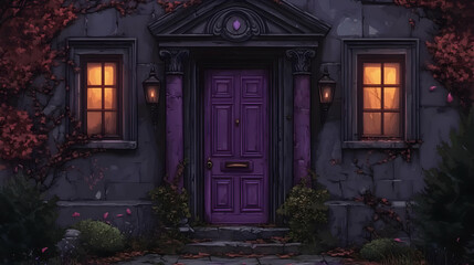 Purple Door at Night.