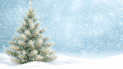 Obraz premium Snowy Christmas Tree in Winter Wonderland.