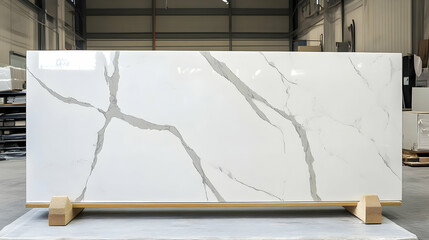 White Marble Slab with Gray Veins.