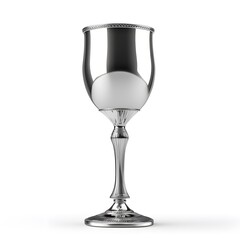 Elegant silver goblet with intricate detailing on a white background