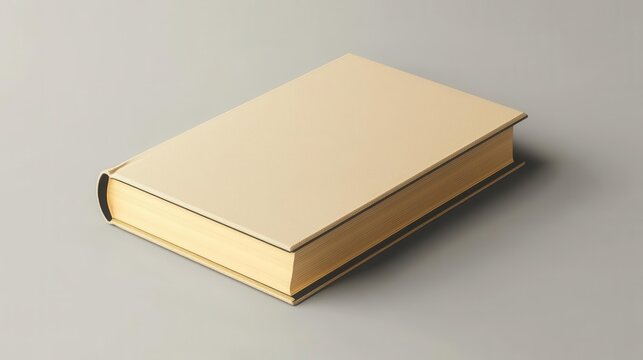 beige hardcover book elegantly positioned on a light grey background, showcasing its smooth surface and sophisticated design, ideal for a mockup or 3d rendering of literary works