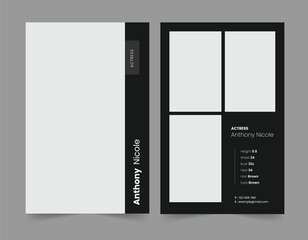 Comp card templates, modeling card 