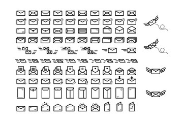 mail icon. envelope line 100 icons set vector