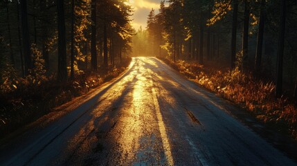 Fototapeta premium Close-up of an asphalt road with a large white arrow pointing straight ahead