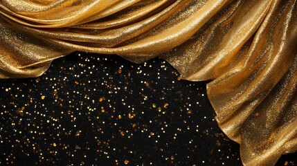 Elegant New Year 2025 Card with Gold Draped Fabric